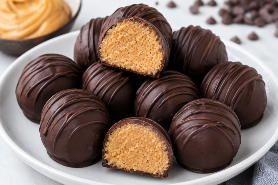 Chocolate Peanut Butter Balls 🍫🥜