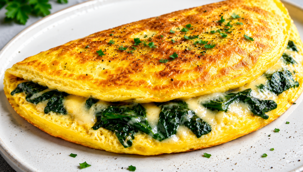 Fluffy Omelette with Spinach and Cheese 🥚🧀🌿