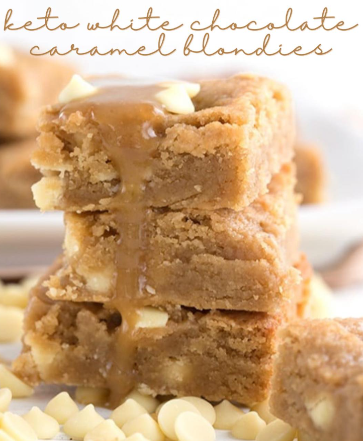 Keto White Chocolate Caramel Blondies 🍫