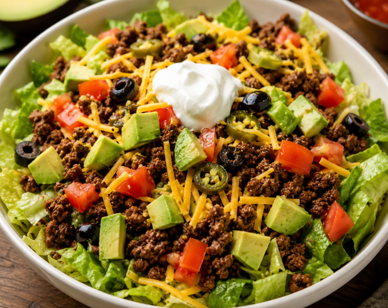 Keto Taco Salad with Ground Beef