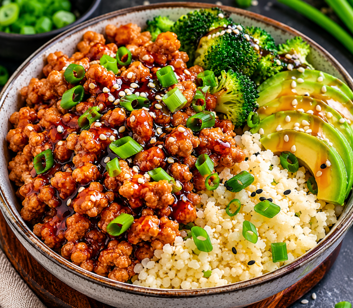 Keto Teriyaki Turkey Rice Bowl
