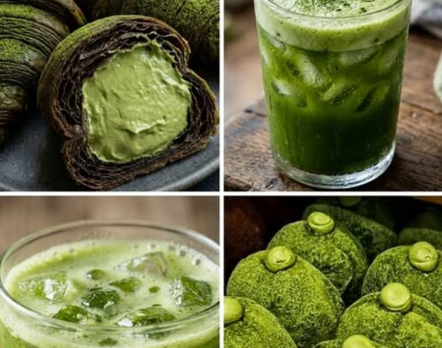Matcha Protein Cream Croissants & Iced Matcha Mint Elixir