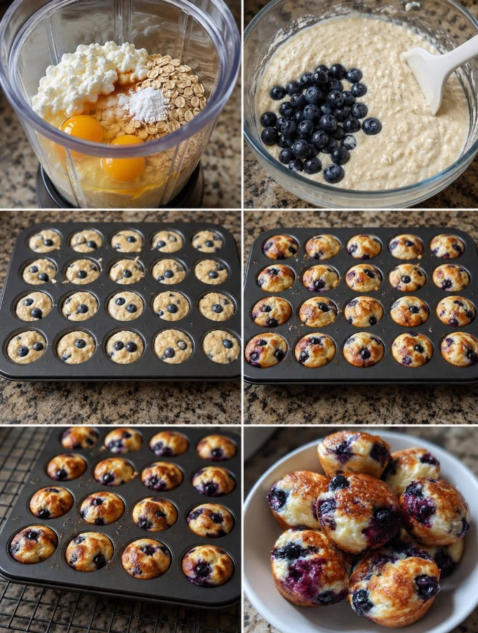 Fluffy Blueberry Cottage Cheese Pancake Bites